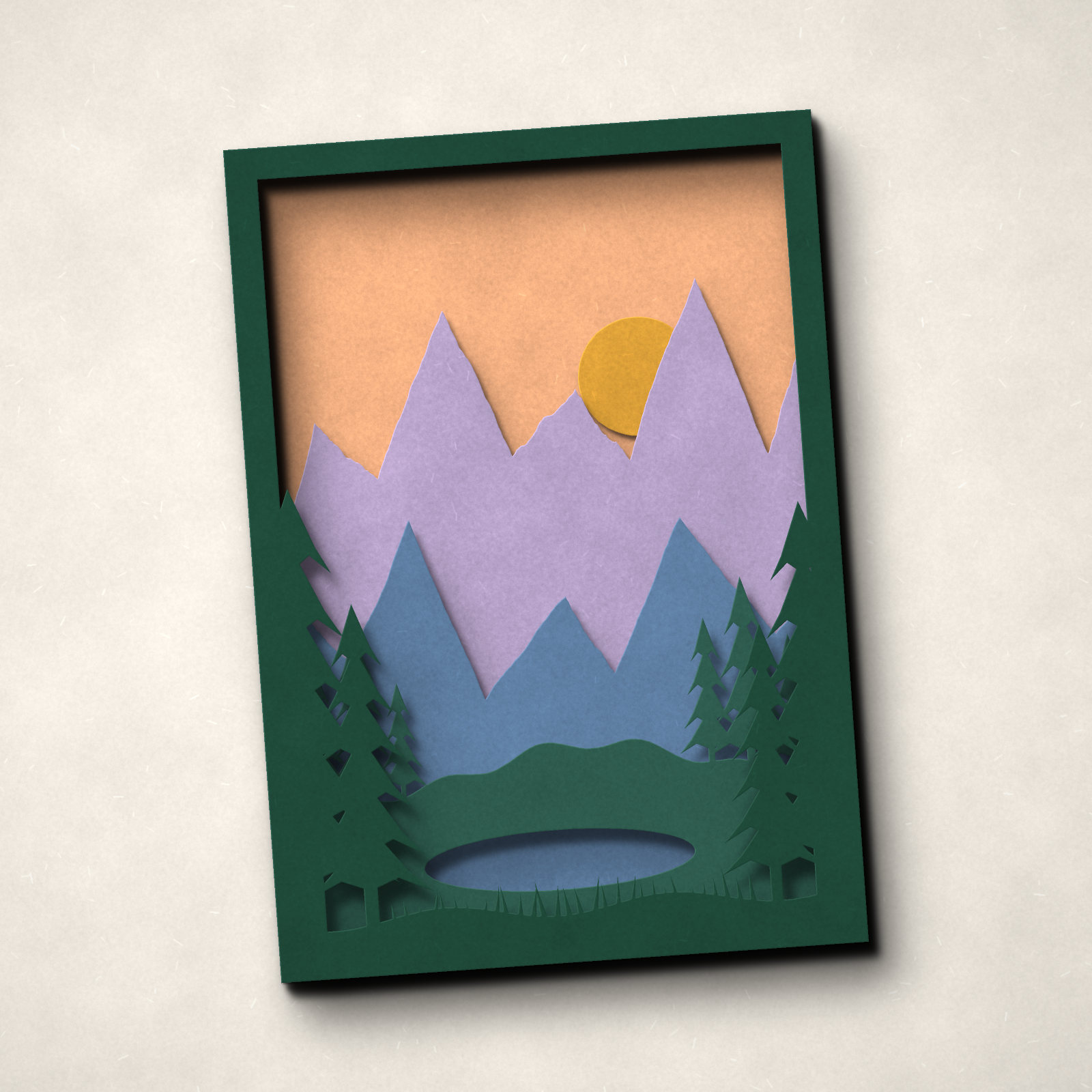 Mountain Lake Layered Shadow Box