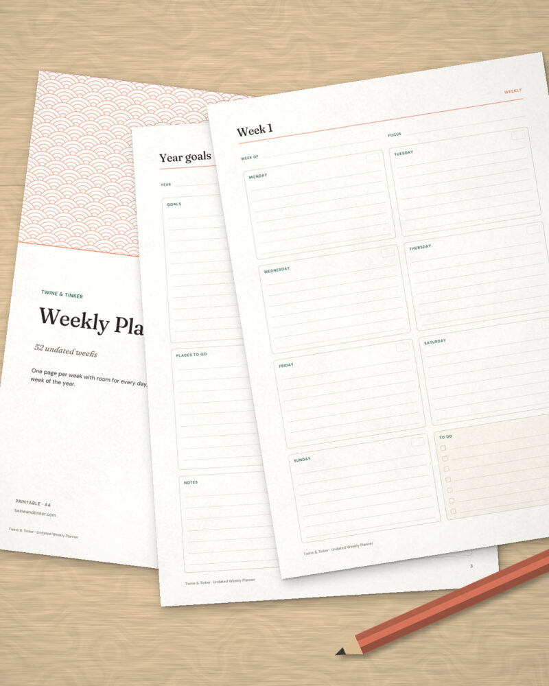 Undated Weekly Planner