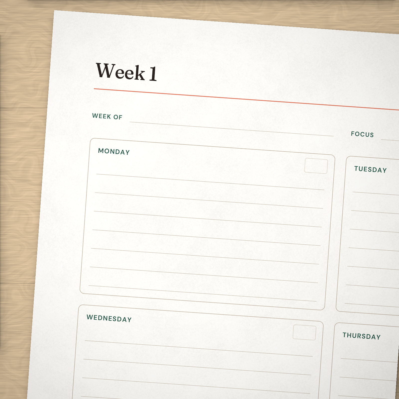 Undated Weekly Planner — 3