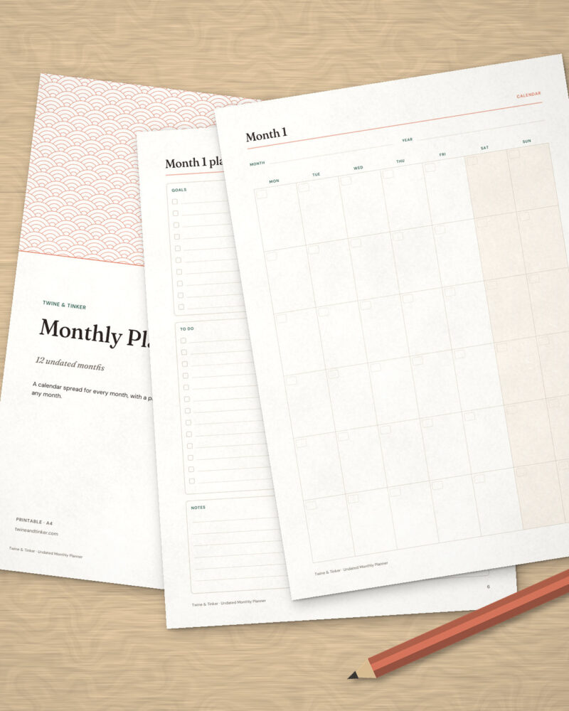 Undated Monthly Planner
