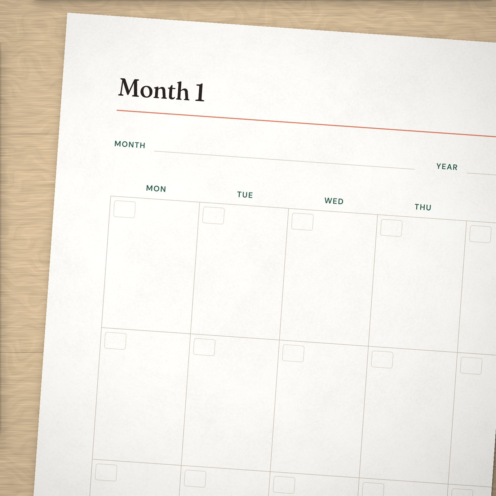Undated Monthly Planner — 3