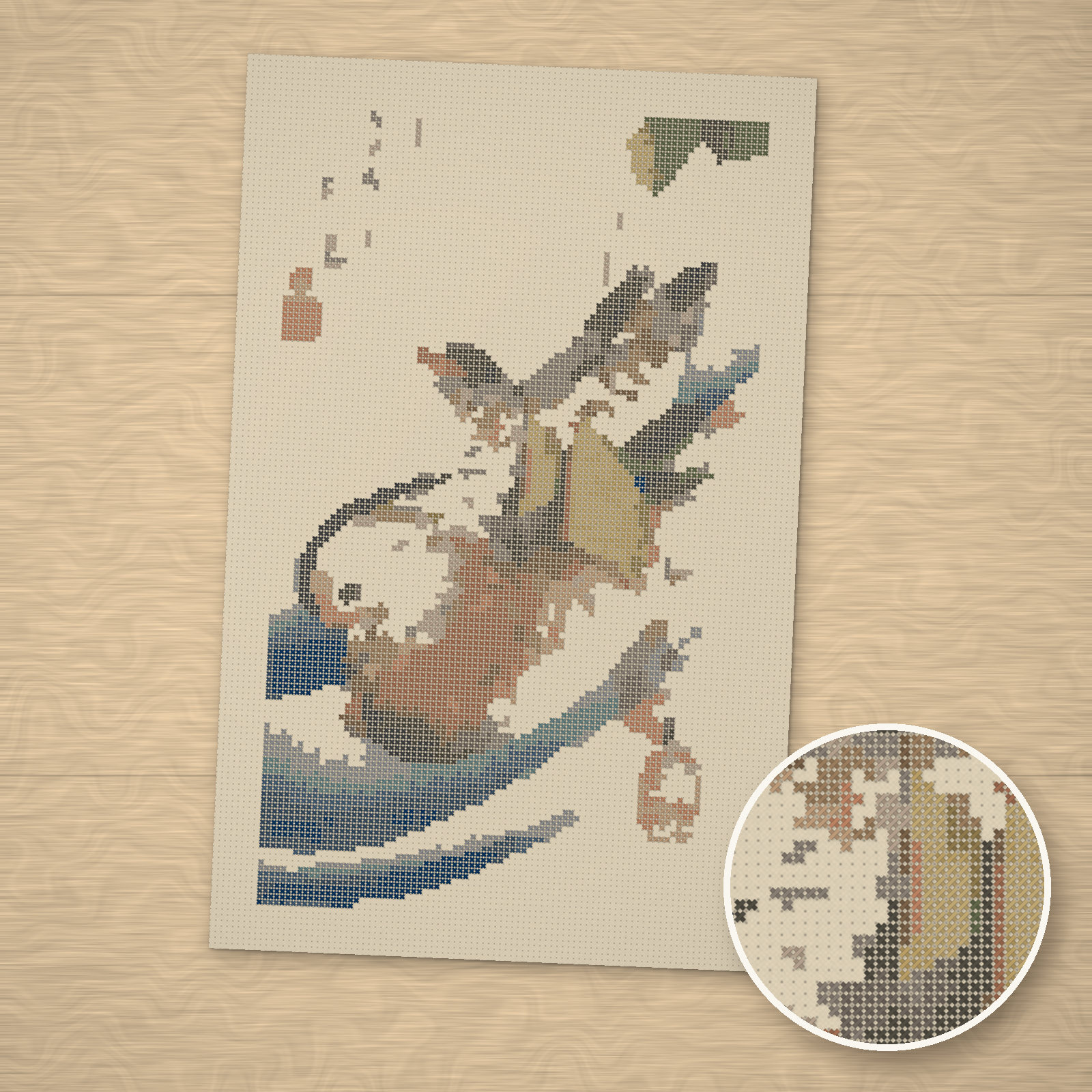 Mandarin Ducks and Flowering Plants Cross-Stitch Pattern