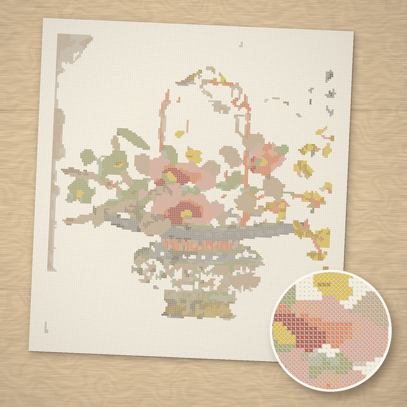 Winter Basket Cross-Stitch Pattern